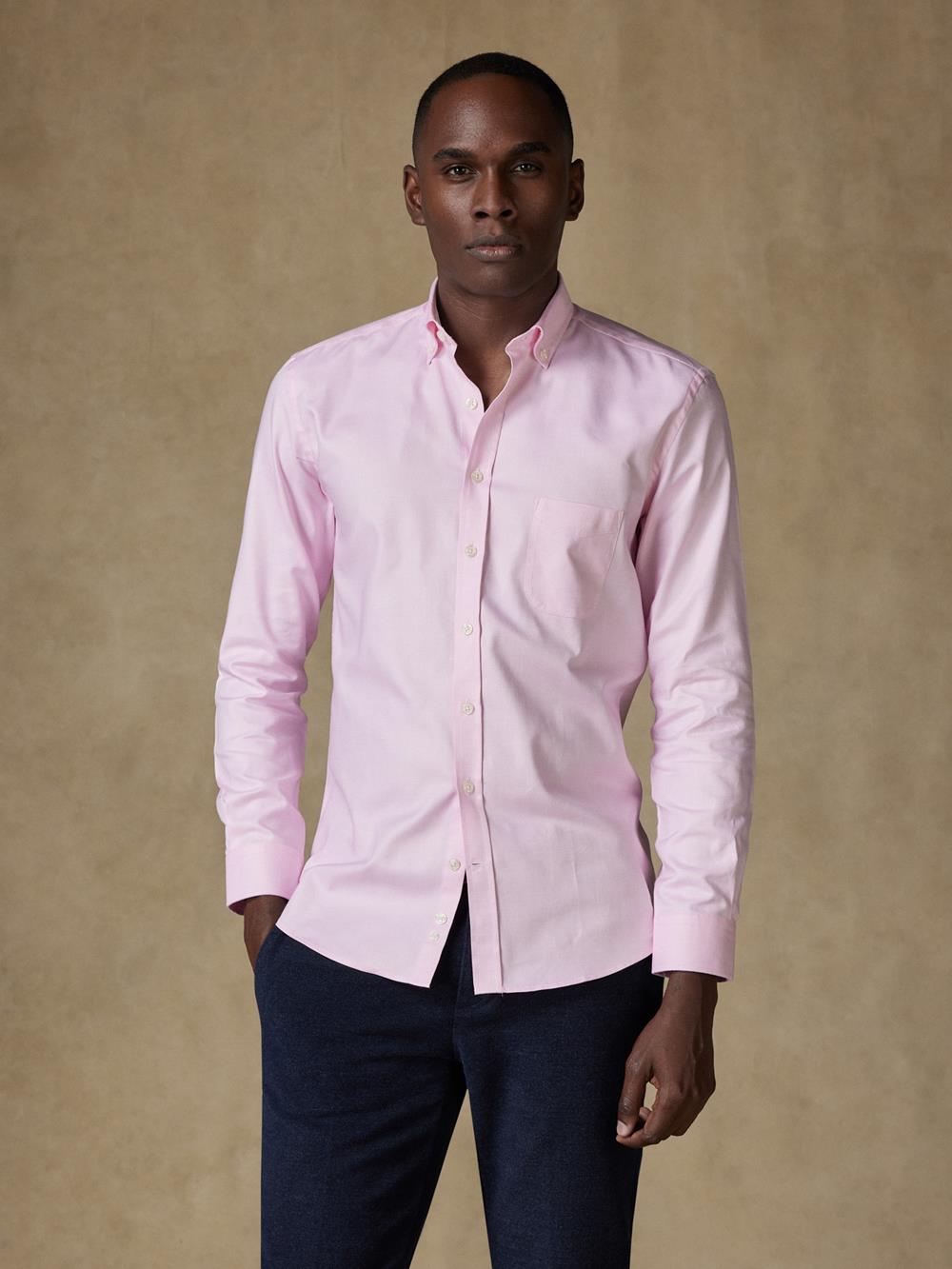 Hemd aus rosa Zopfmuster - Buttondown Kragen