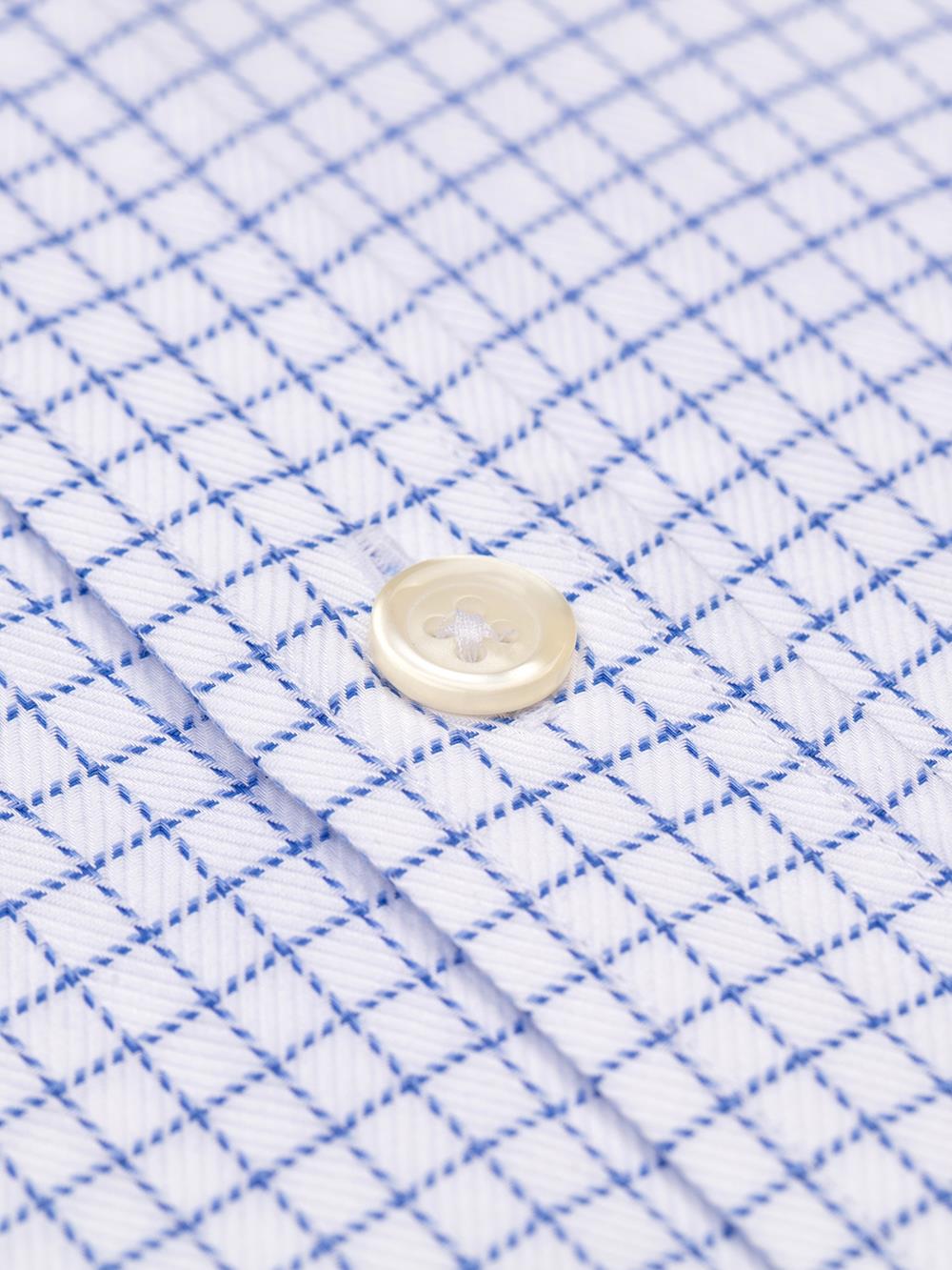 Oleg blue herringbone checked shirt - Button-down collar