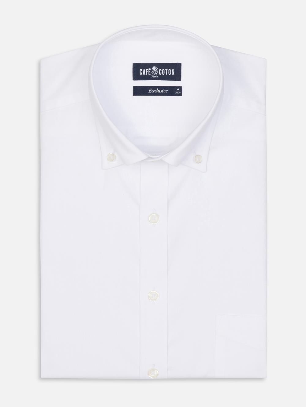 Wit speldenprik overhemd - Button-down kraag