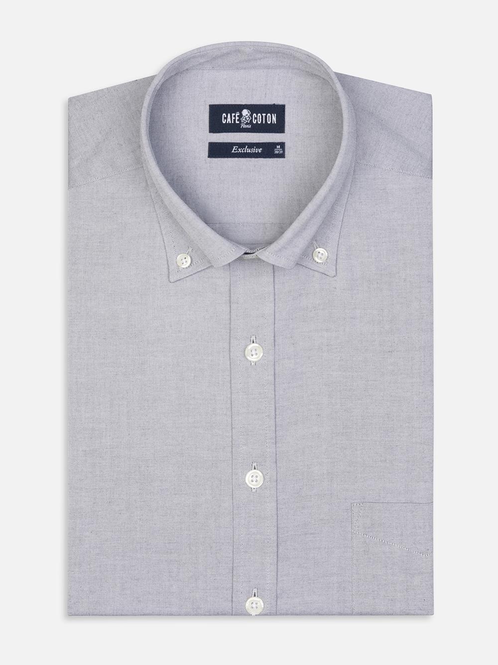 Camisa pin point gris  - Cuello Abotonado