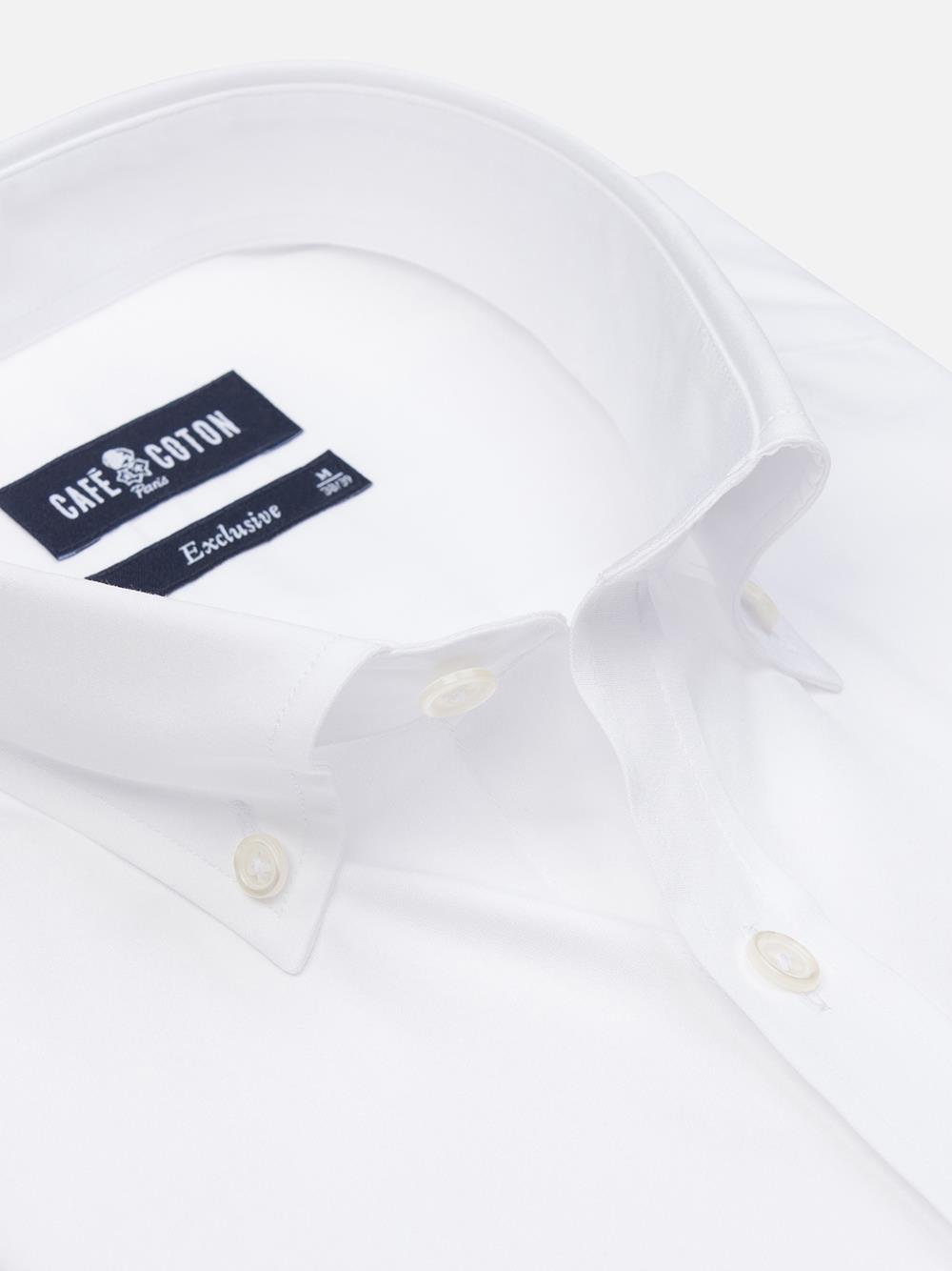 Camicia in popeline bianco - Colletto abbottonato