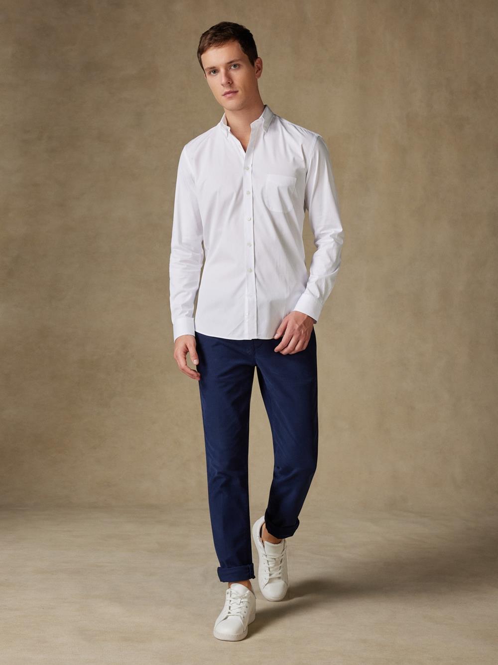 White poplin shirt - Button down collar