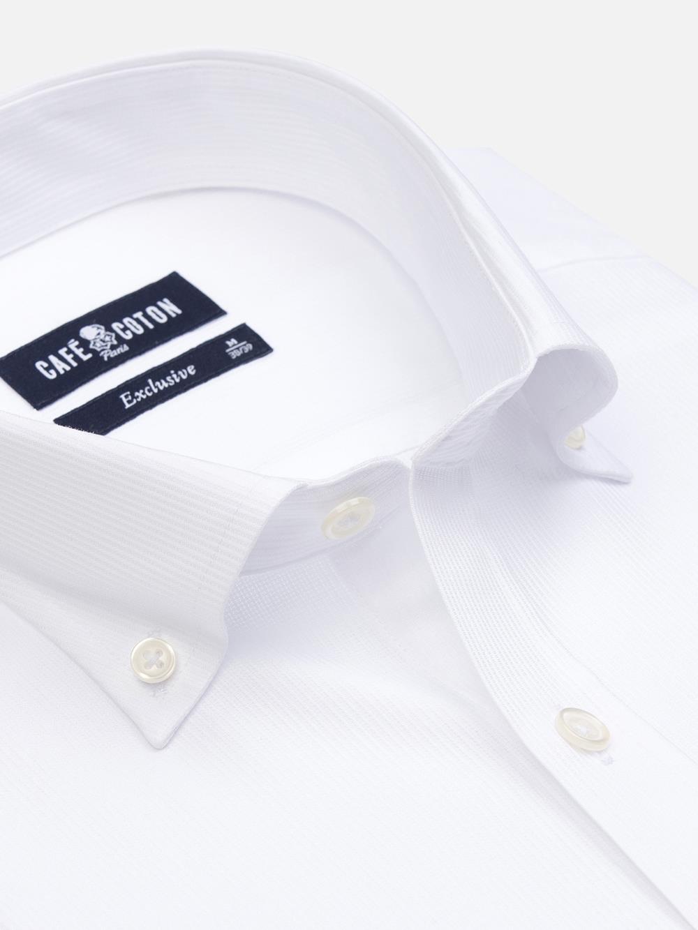 Camisa slim fit Aaron en piqué blanco - Con botonos