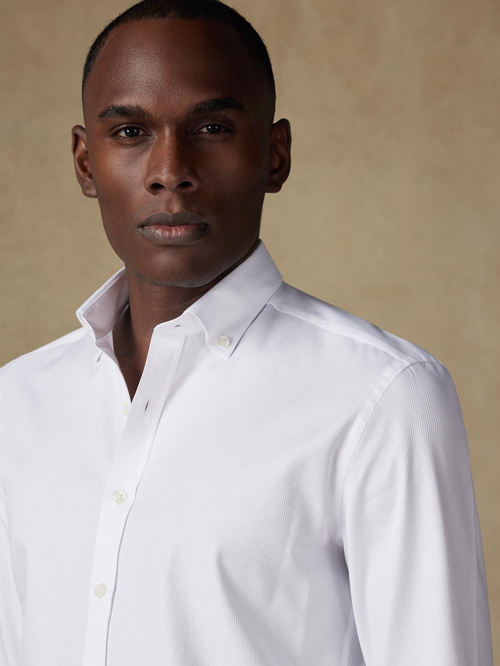 Buton down collar Aaron piqué slim fit shirt - White