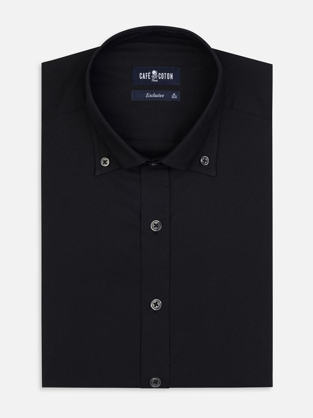 Buton down collar Alban slim fit shirt - Black