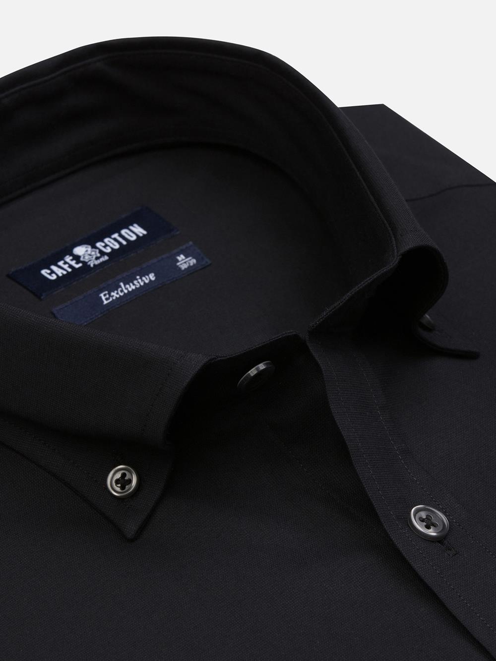 Buton down collar Alban slim fit shirt - Black