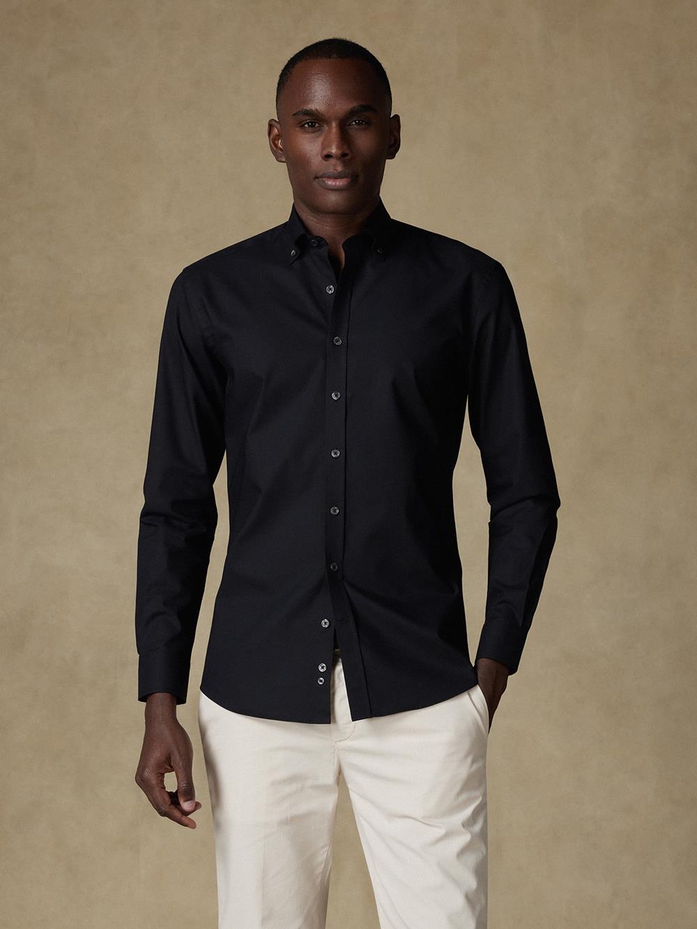 Chemise cintrée Alban noire - Col Boutonné