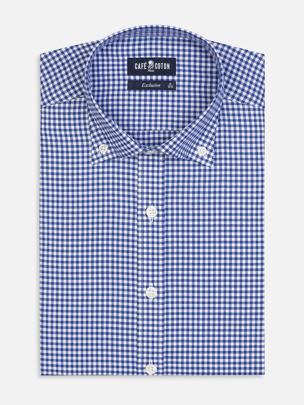 Buton down collar Anthony gingham slim fit shirt - Navy 