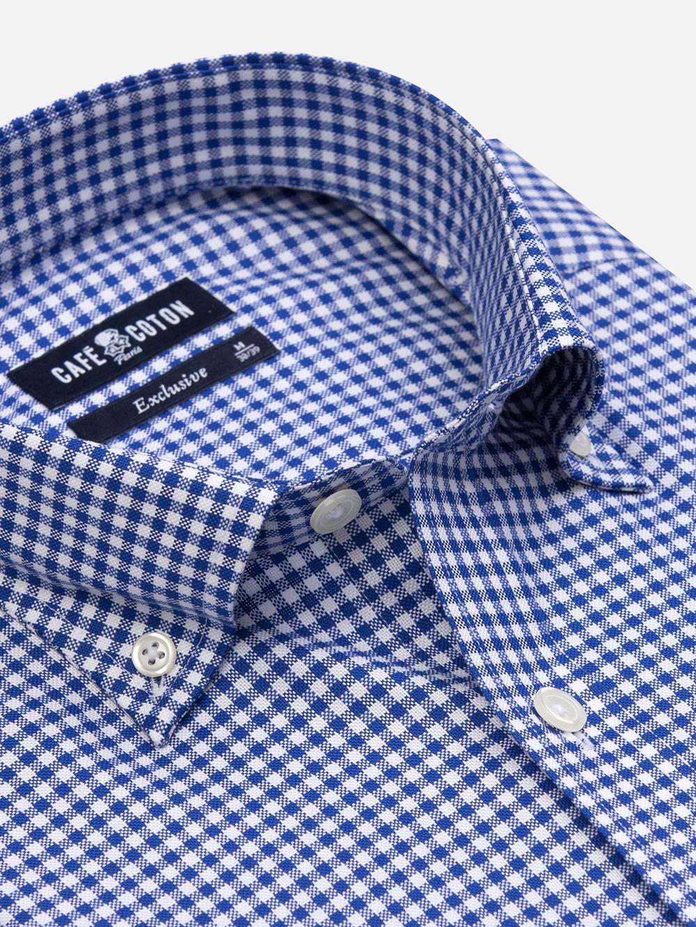 Buton down collar Anthony gingham slim fit shirt - Navy 