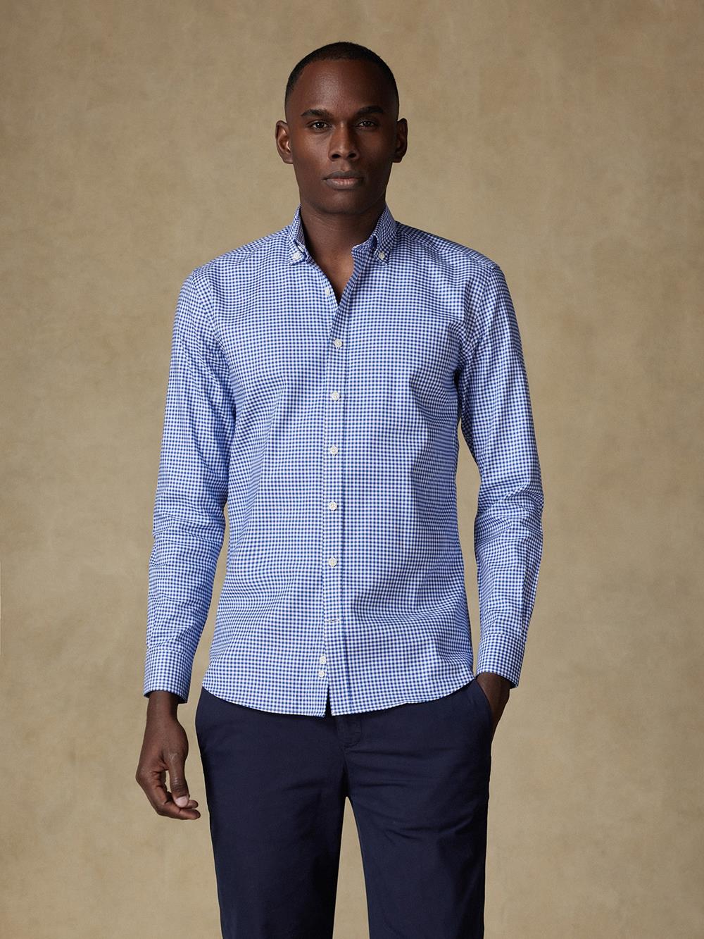 Buton down collar Anthony gingham slim fit shirt - Navy 