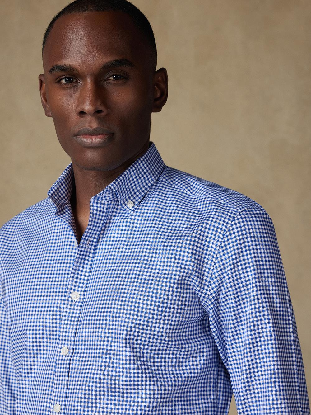 Buton down collar Anthony gingham slim fit shirt - Navy 