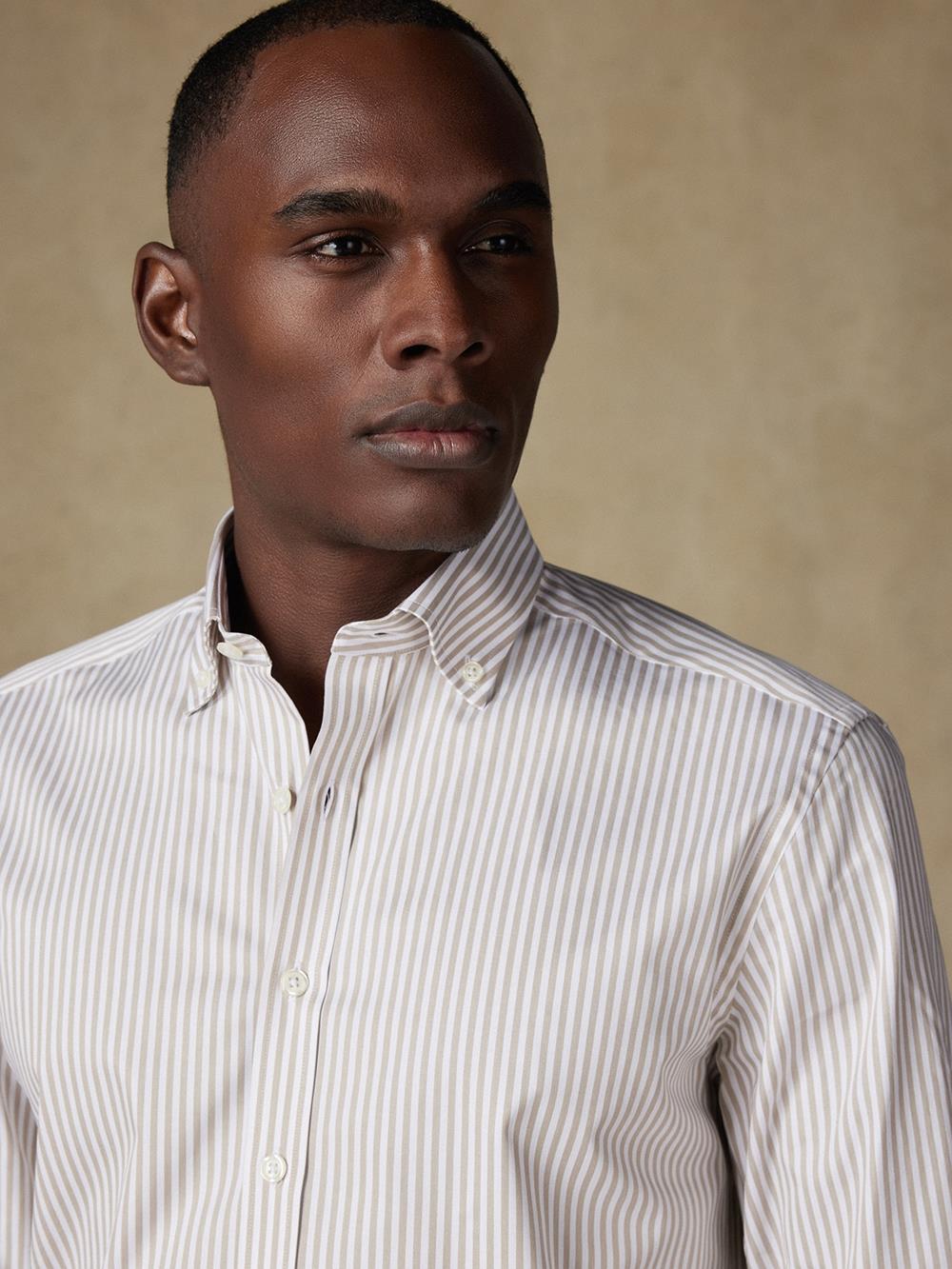 Buton down collar Barry stripe slim fit shirt - Off white