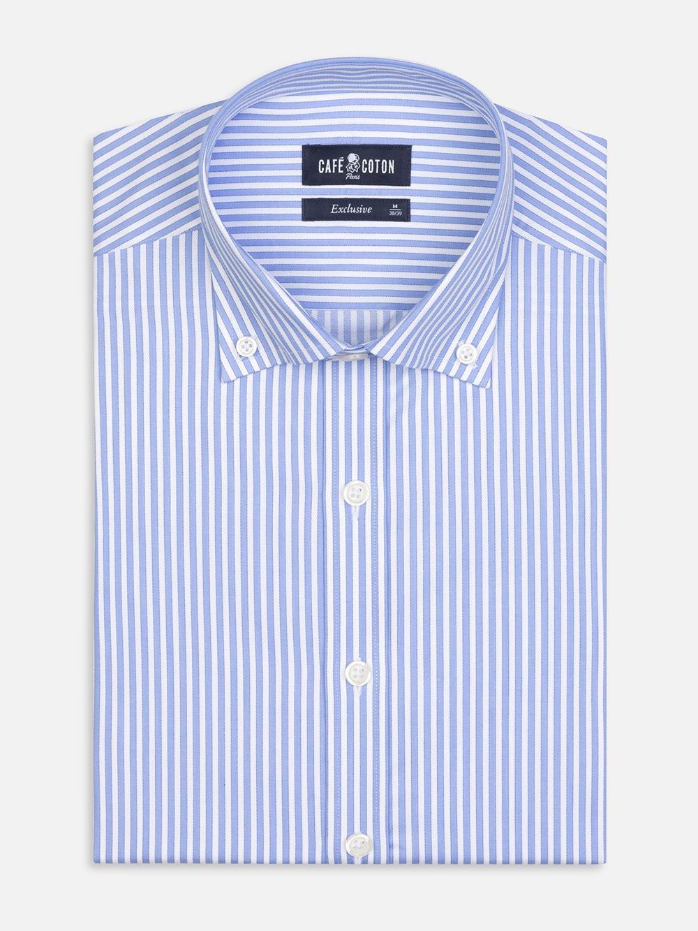 Buton down collar Colin stripe slim fit shirt - Blue sky