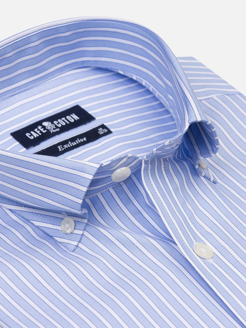 Colin sky blue striped slim fit shirt - Button-down collar