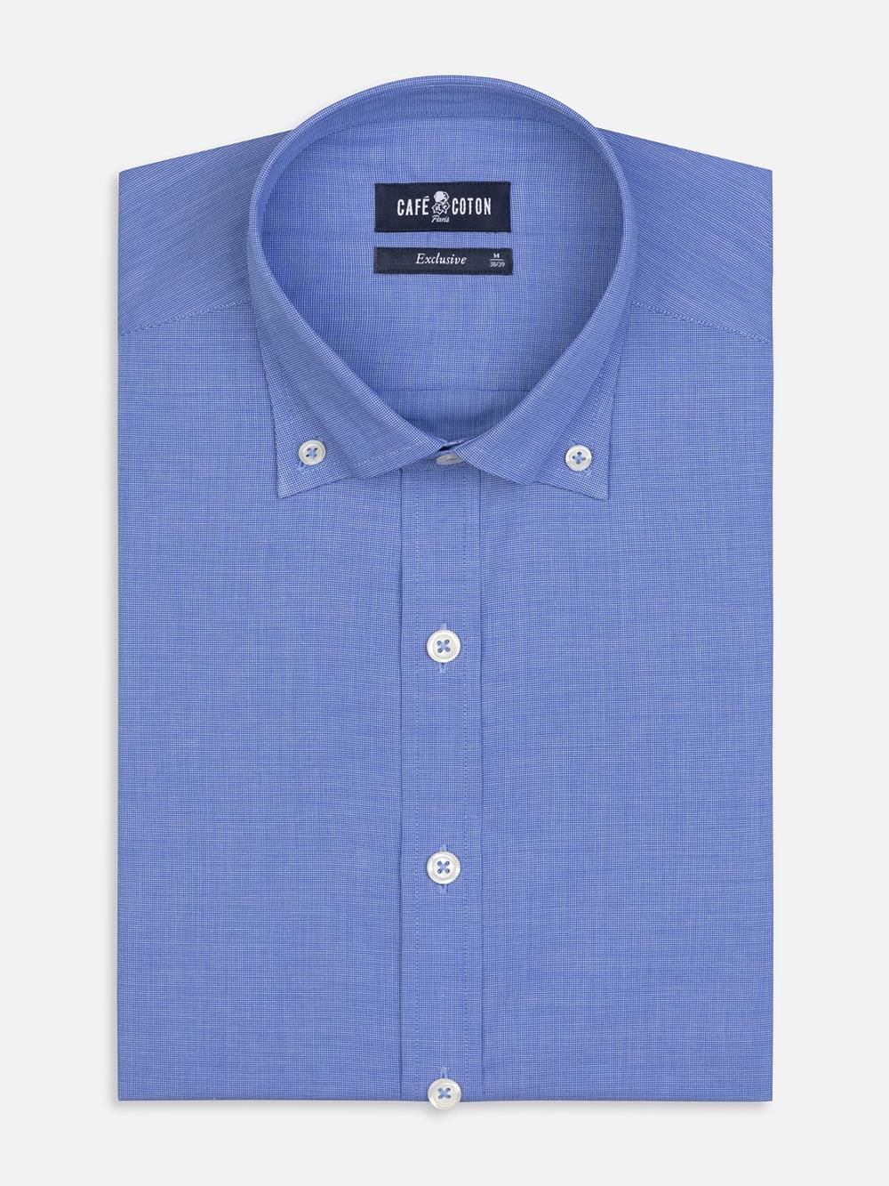 Daria blauw poplin Slim fit overhemd - Button-down kraag