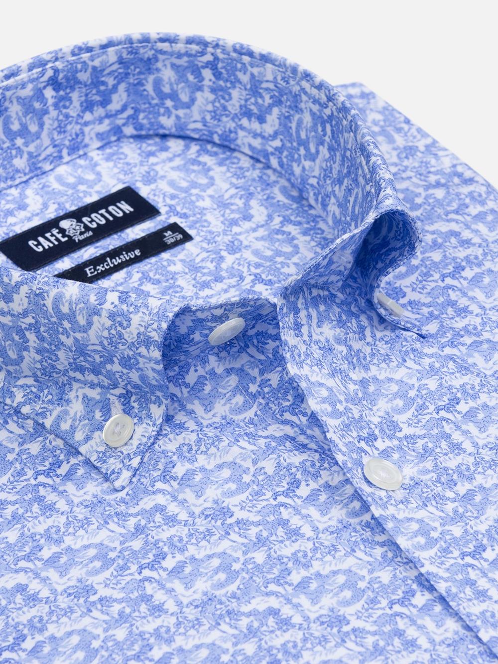 Harold slim-fitted overhemd met print - Button-down kraag