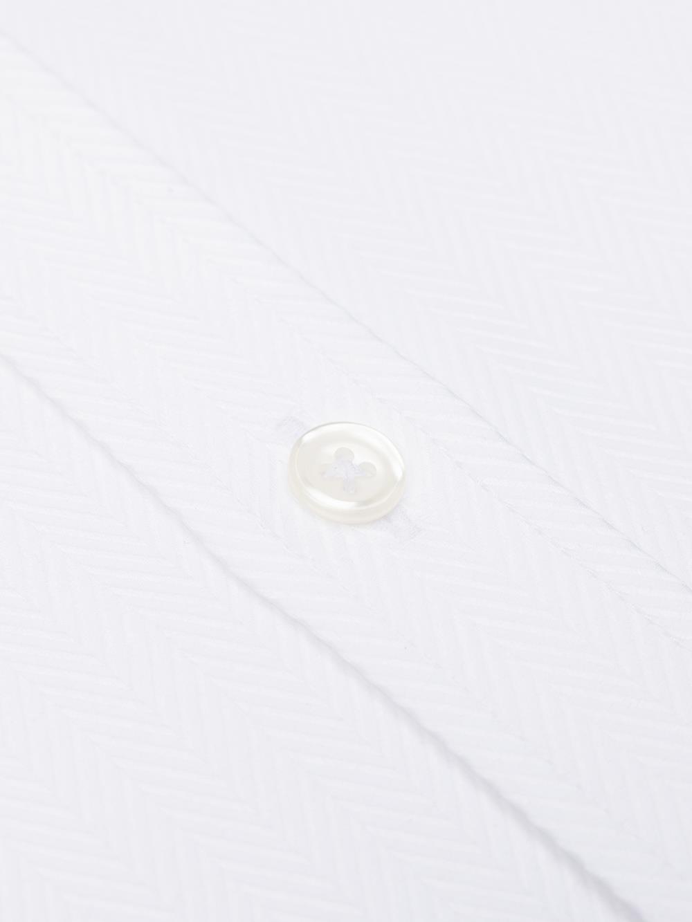 Camicia slim fit bianca a spina di pesce  - Colletto abbottonato