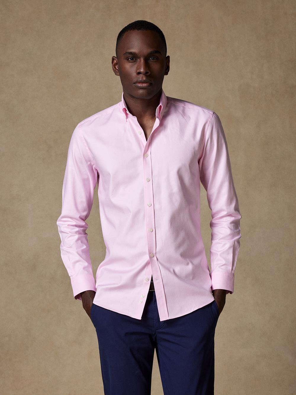 Roze gevlochten Slim fit overhemd - Button-down kraag