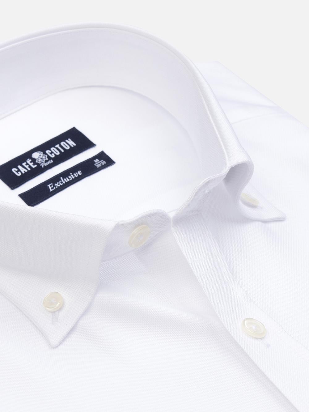 Wit oxford Slim fit overhemd - Button-down kraag