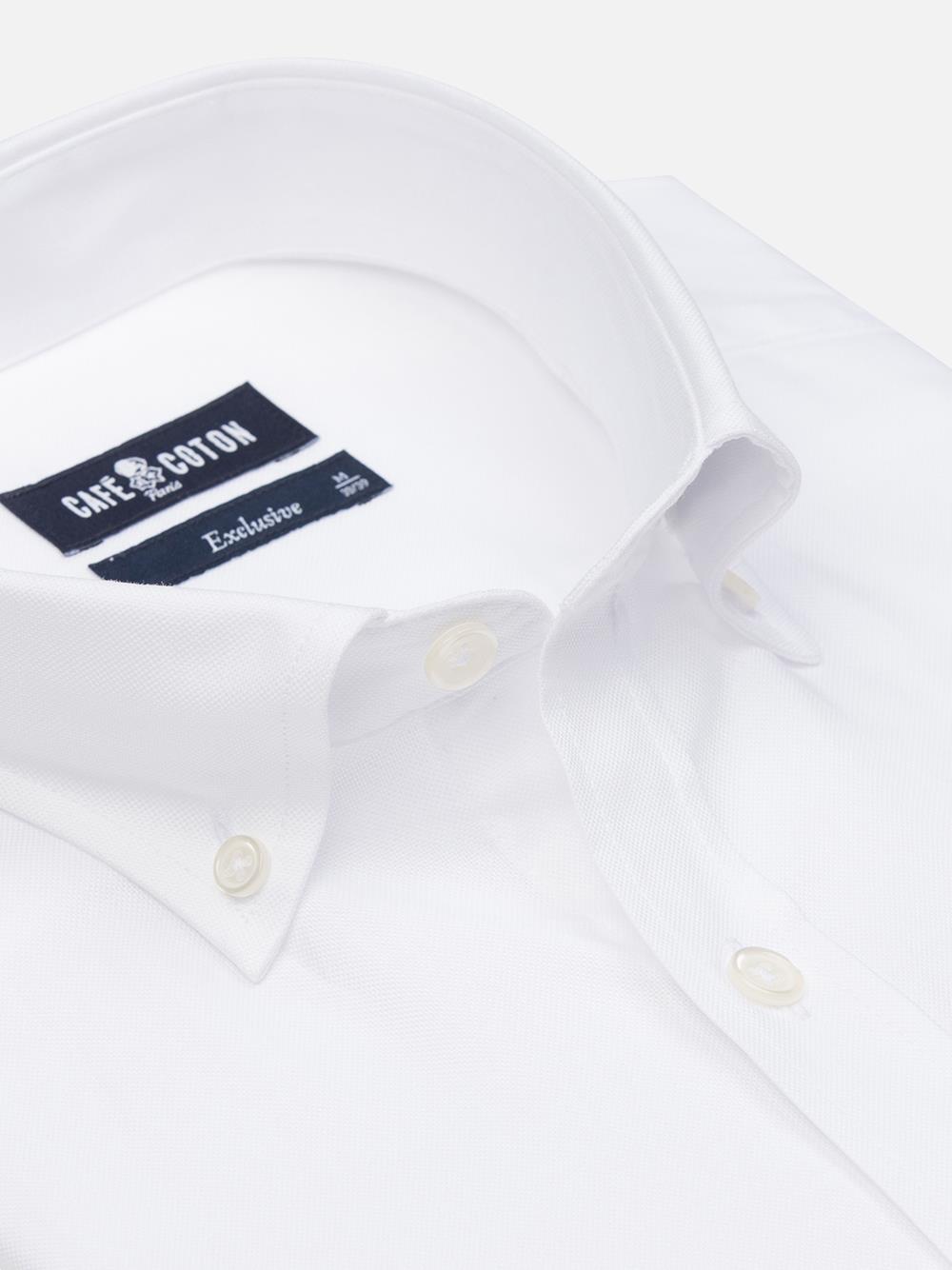 Camicia slim fit oxford bianca - Colletto abbottonato