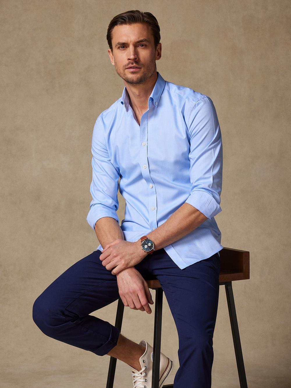 OxfordTailliertes Tailliertes Hemd himmelblau - Buttondown Kragen