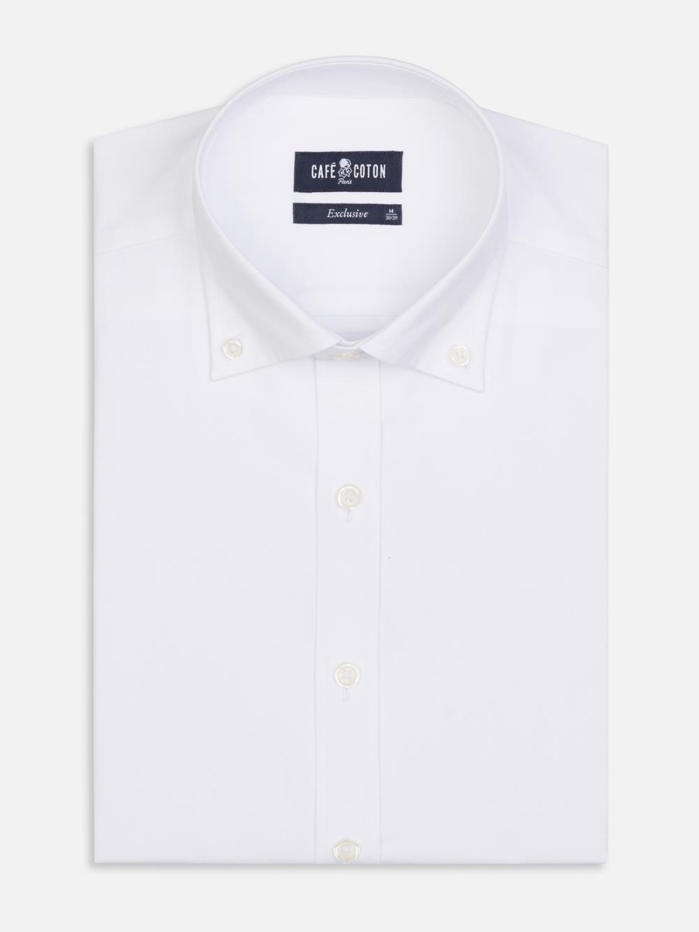 Tailliertes Tailliertes Hemd aus Pin Point weiß - Buttondown Kragen