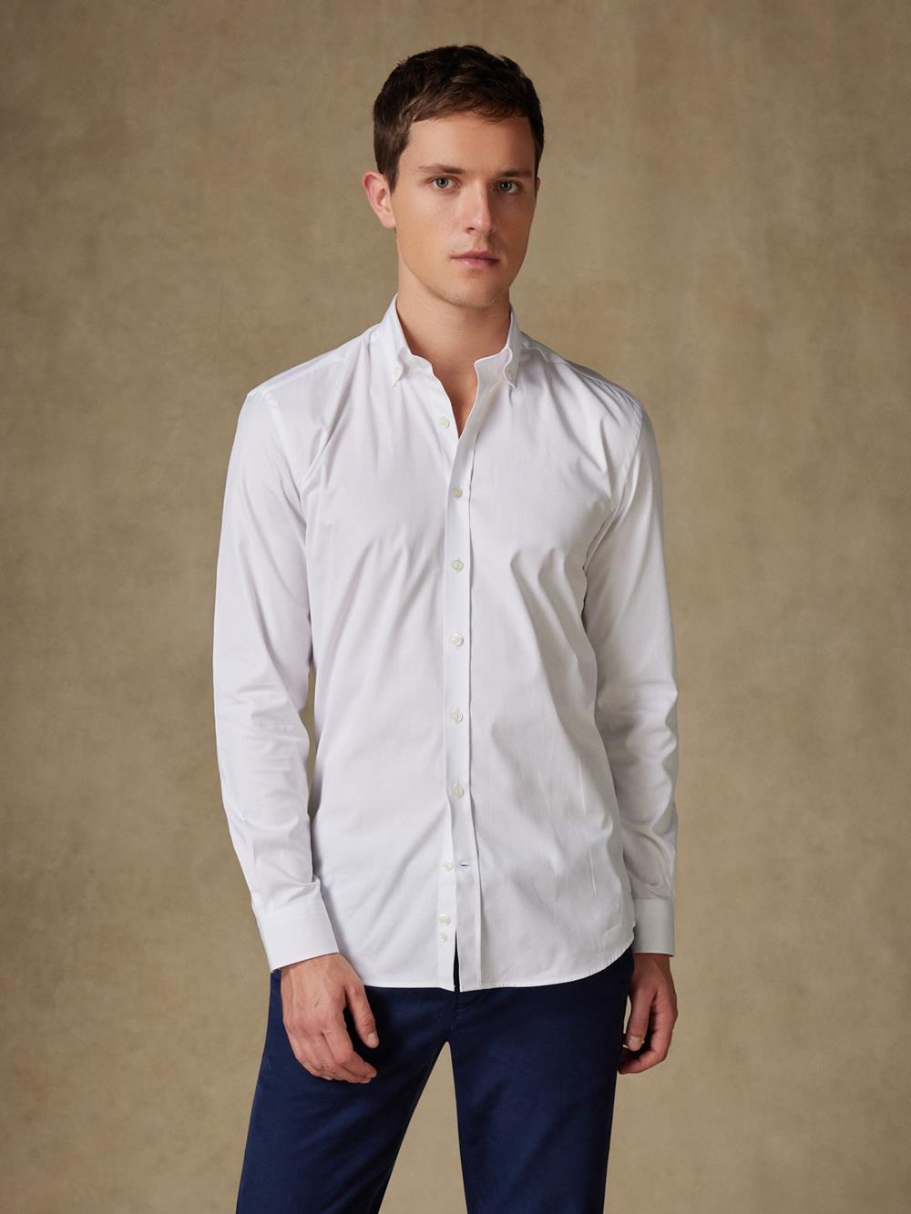 Wit speldenprik Slim fit overhemd - Button-down kraag