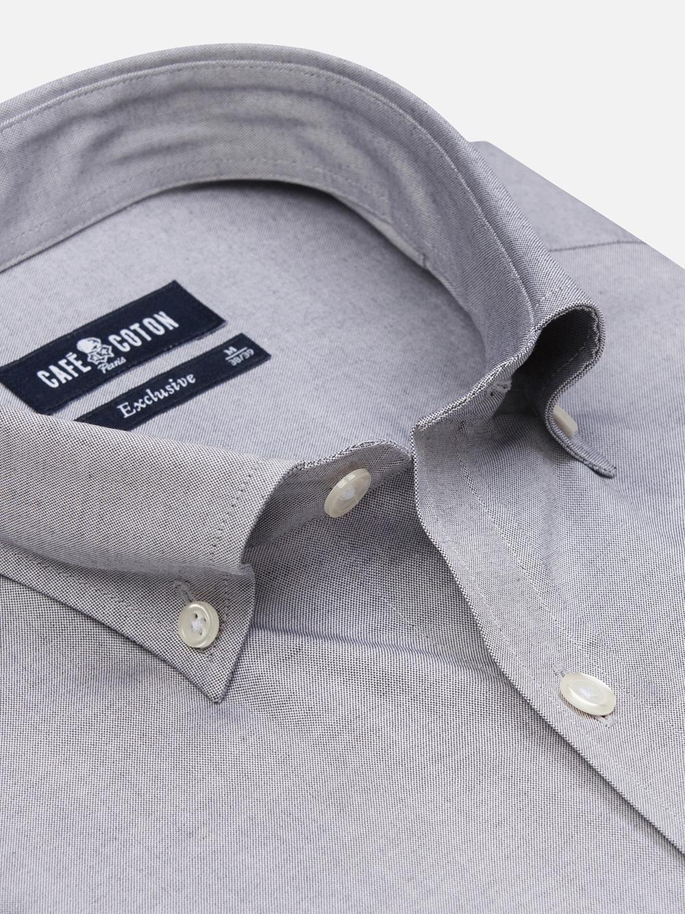 Grijs Slim fit overhemd  - Button-down kraag