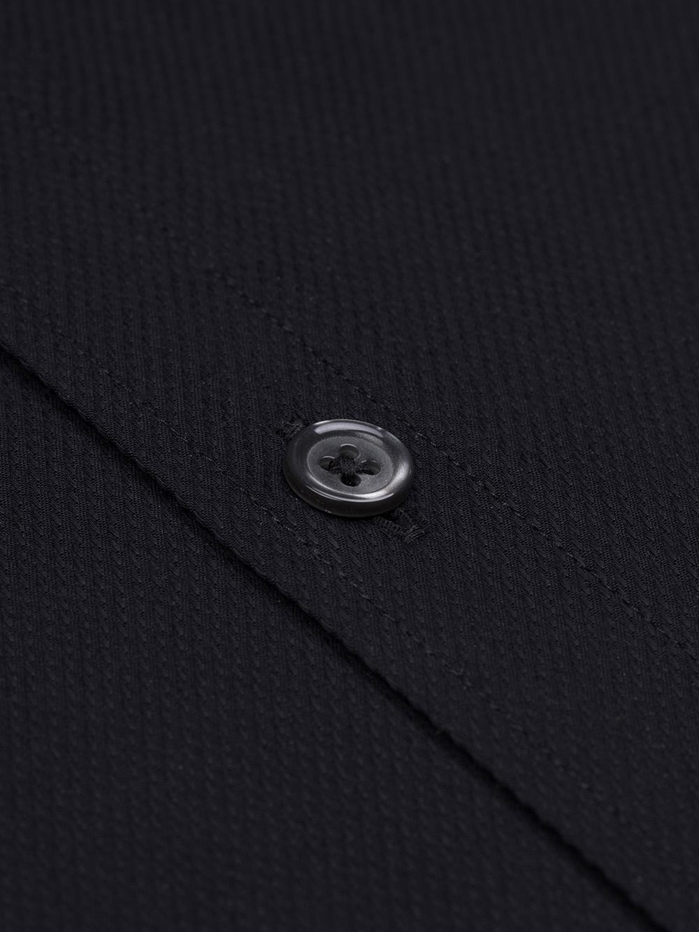 Tea zwart getextureerd getailleerd overhemd - Buttoned kraag