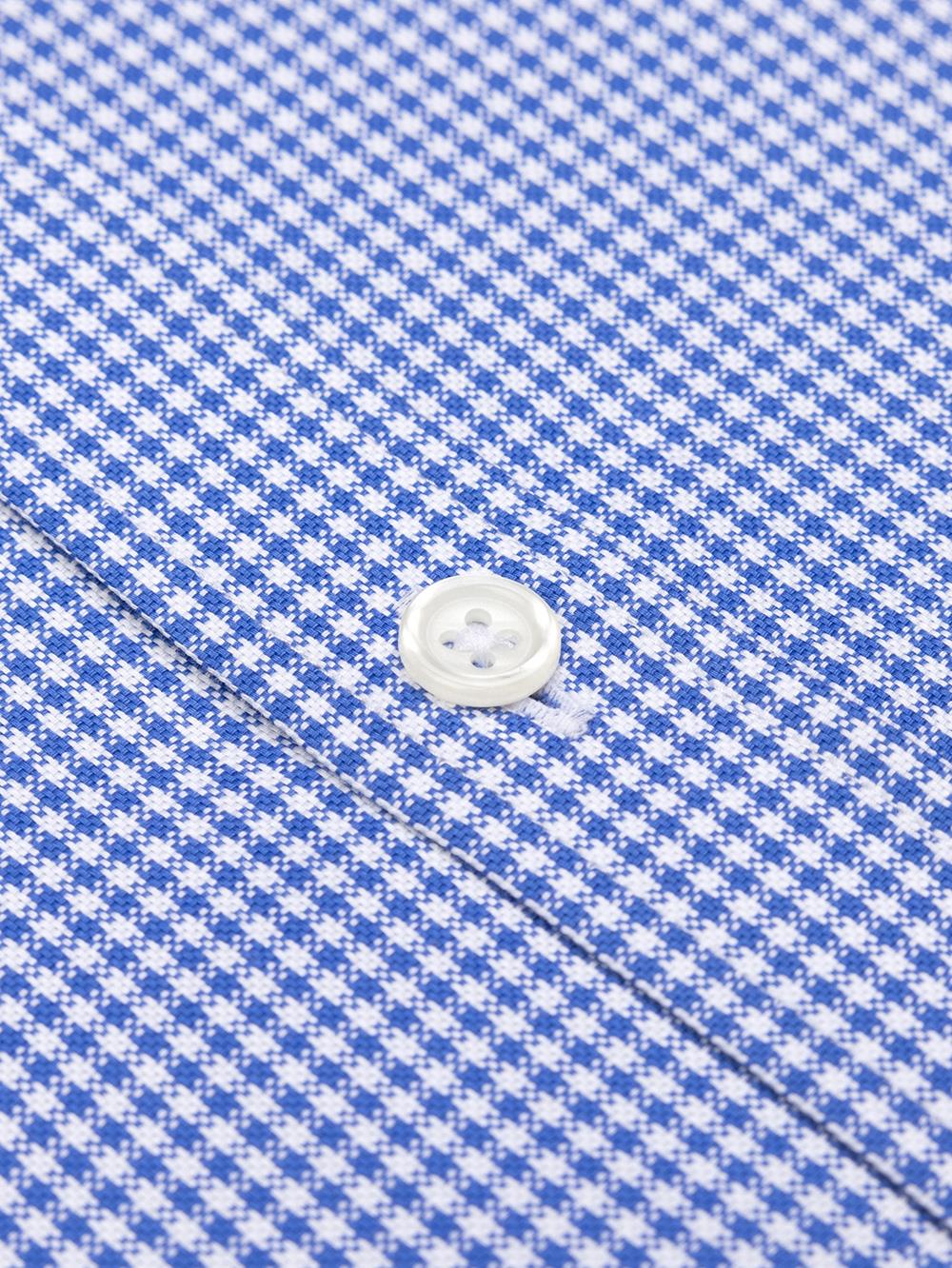 Buton down collar Gingham slim fit shirt - Blue