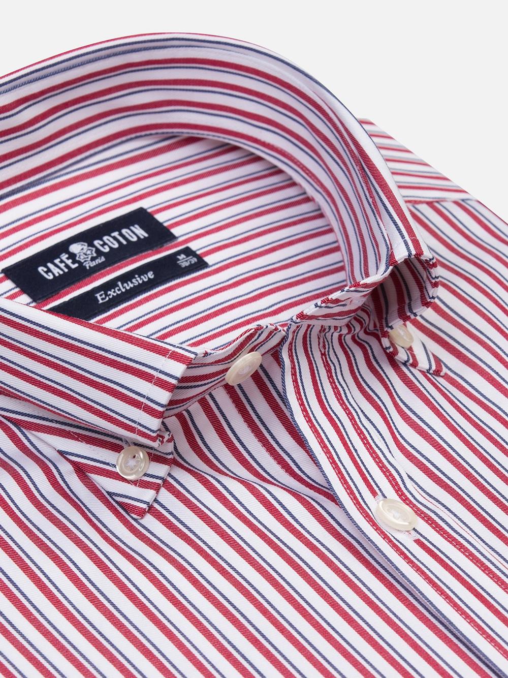 Stanley red striped shirt - Button-down collar