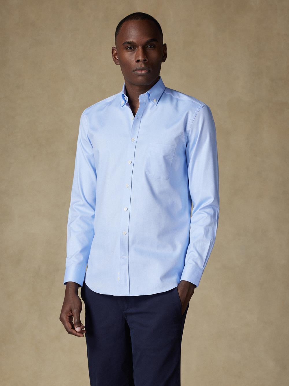 Lichtblauw twill overhemd - Button-down kraag