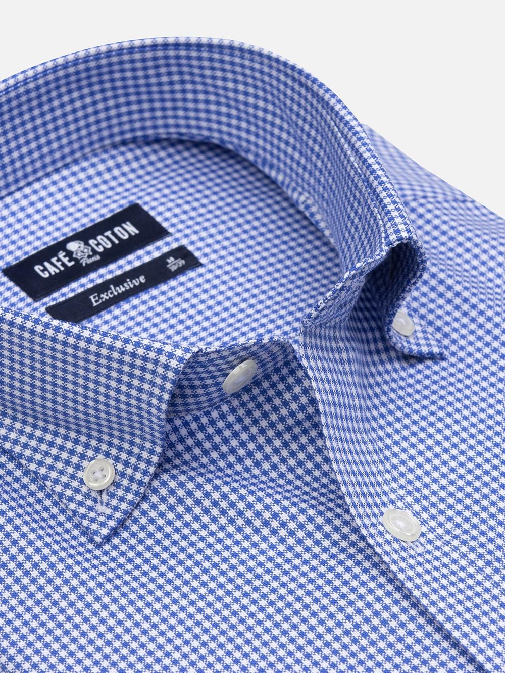 Buton down collar Gingham shirt - Blue