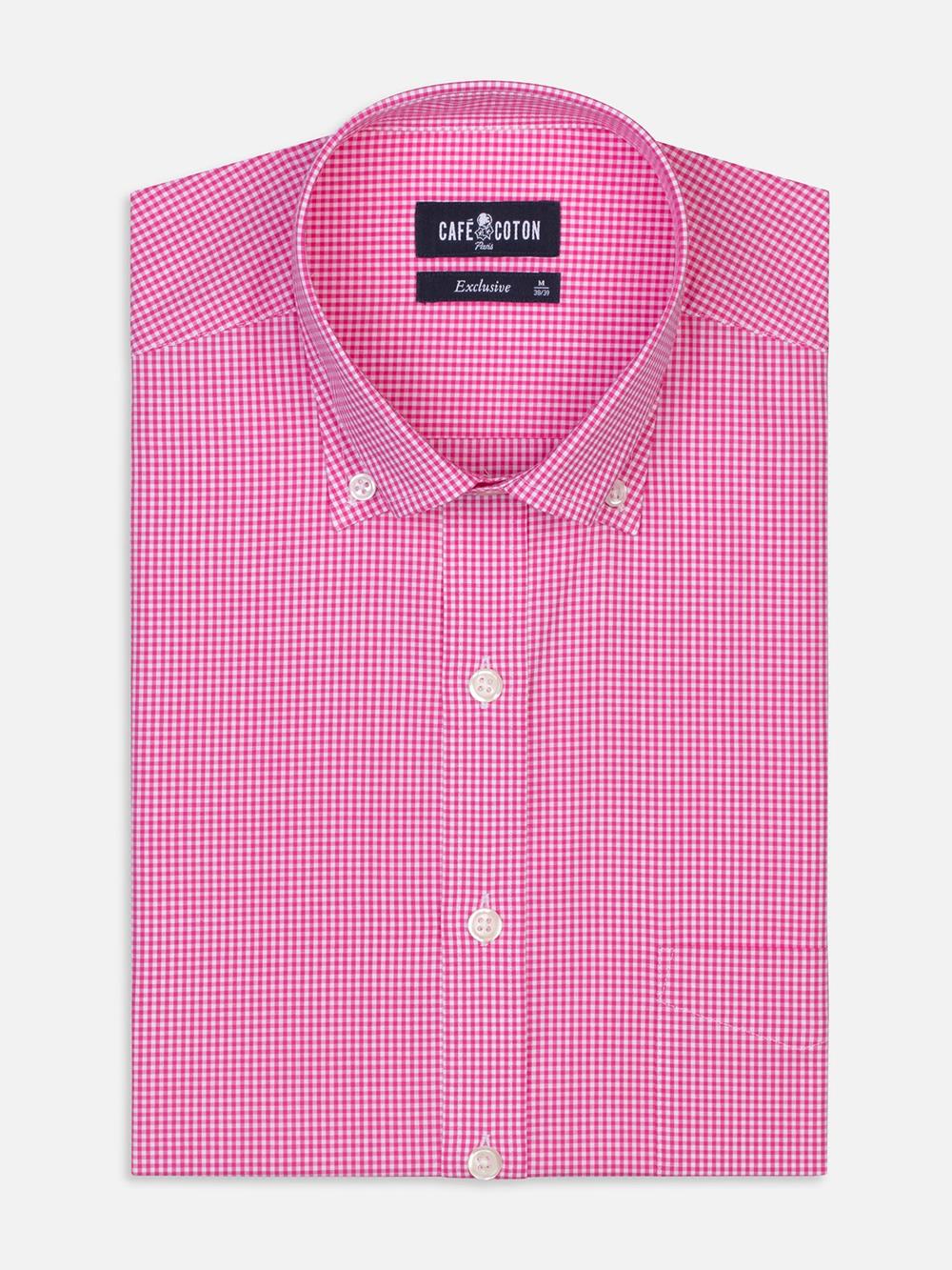 Camicia in percalle rosa - Collo button down