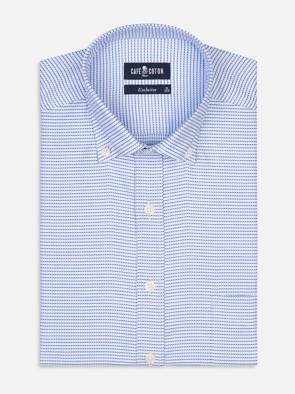 Walt sky blue twill shirt - Button-down collar