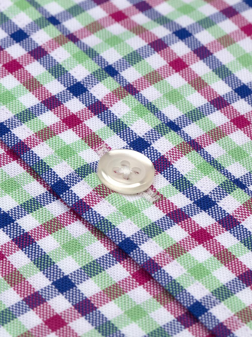 White checked blue and green oxford shirt - Button down collar