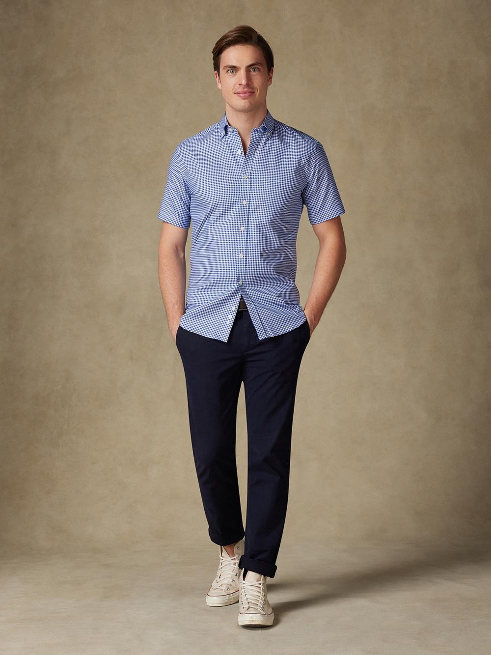 Anthony overhemd in marine geruit - Button-down kraag