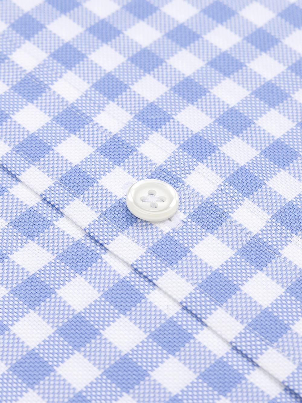 Kurzarmhemd Ash mit himmelblauen Karos - Button down kragen