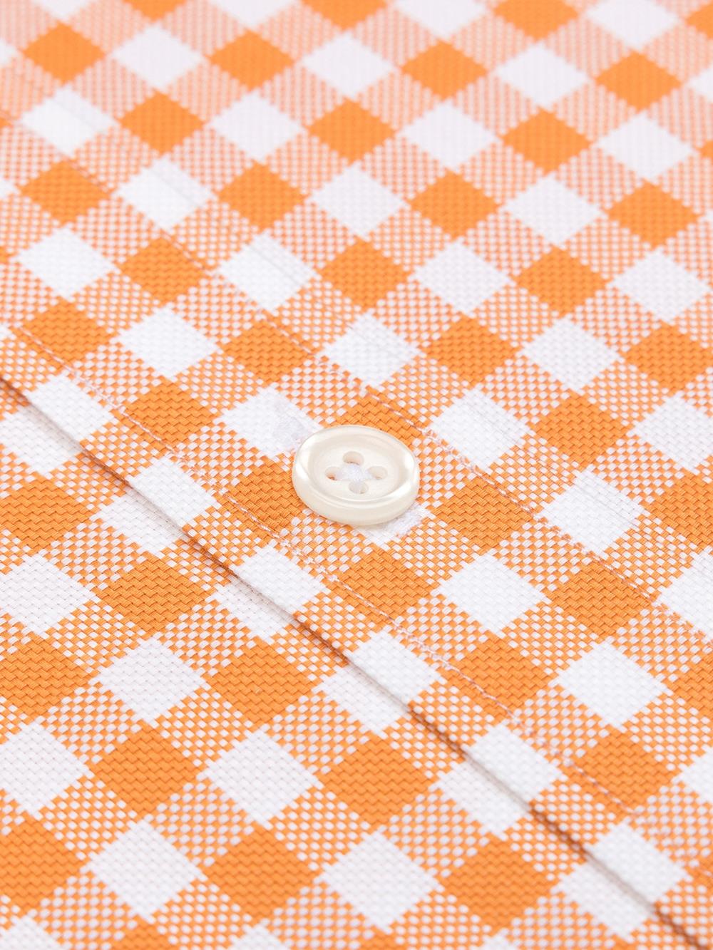 Buton down collar Ash check shortsleeves shirt - Orange