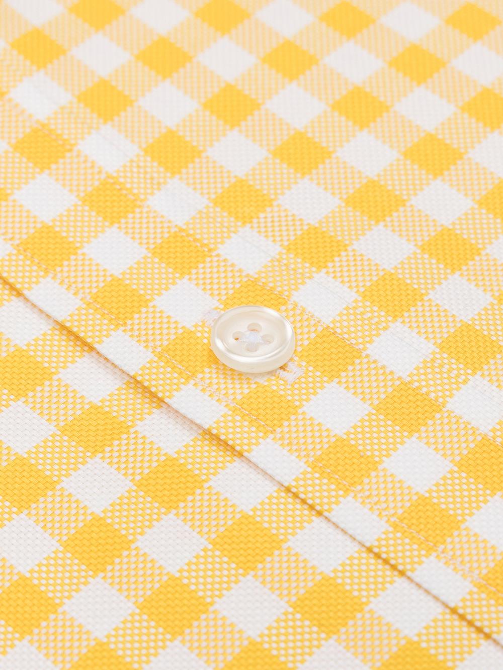 Buton down collar Ash check shortsleeves shirt - Yellow