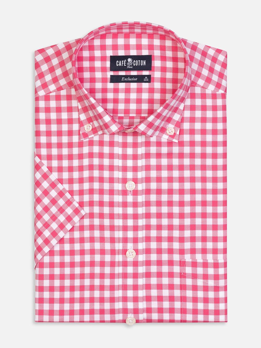 Ash fuchsiaroze geruit overhemd - Button-down kraag