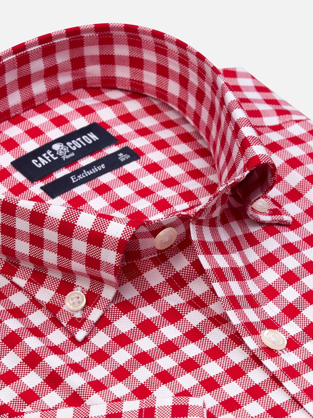 Camicia manica corta manica corta Ash a quadri rosso - Con buttoncini