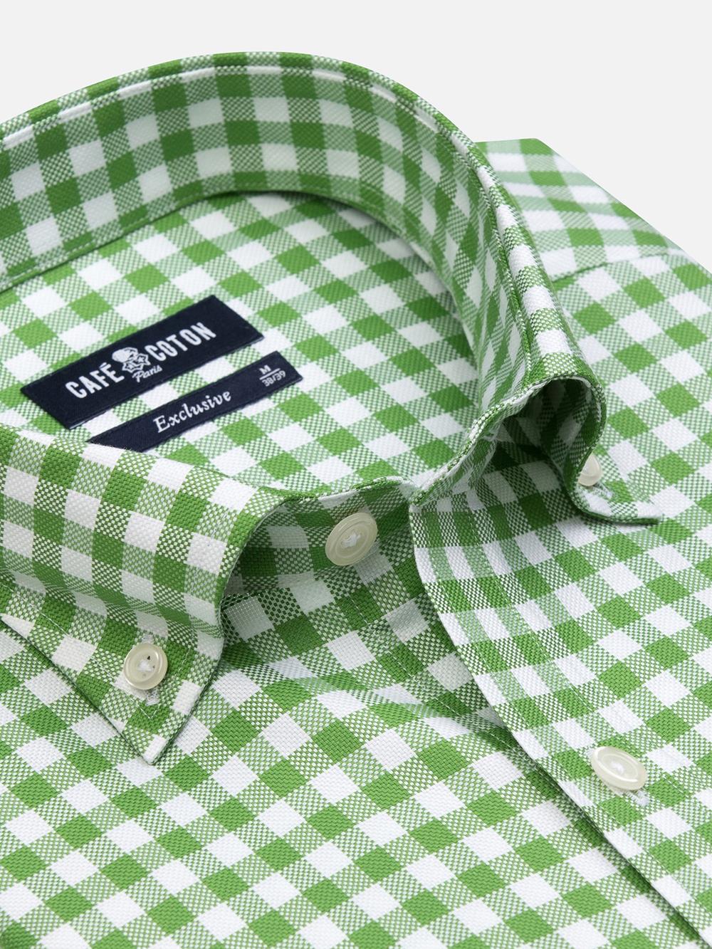 Camicia manica corta manica corta Ash a quadri verde cenere - Con buttoncini