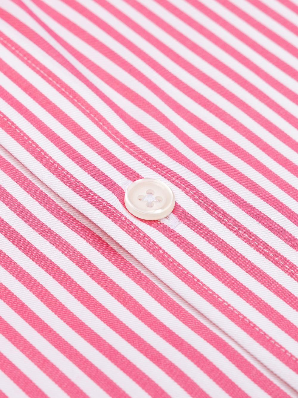 Buton down collar Barry stripe shortsleeves shirt - Fuchsia pink 