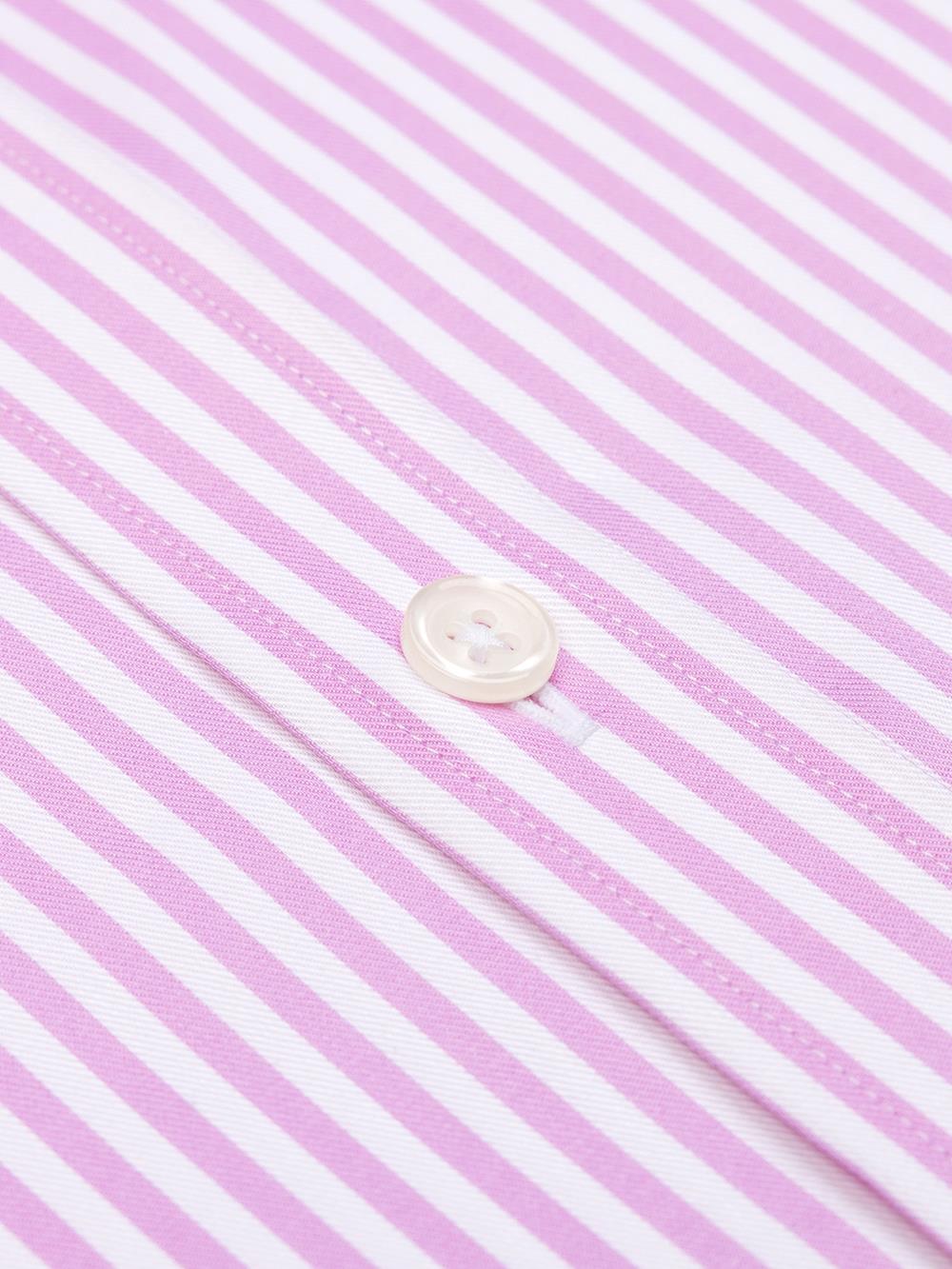 Chemise manches courtes Barry à rayures rose - Col boutonné