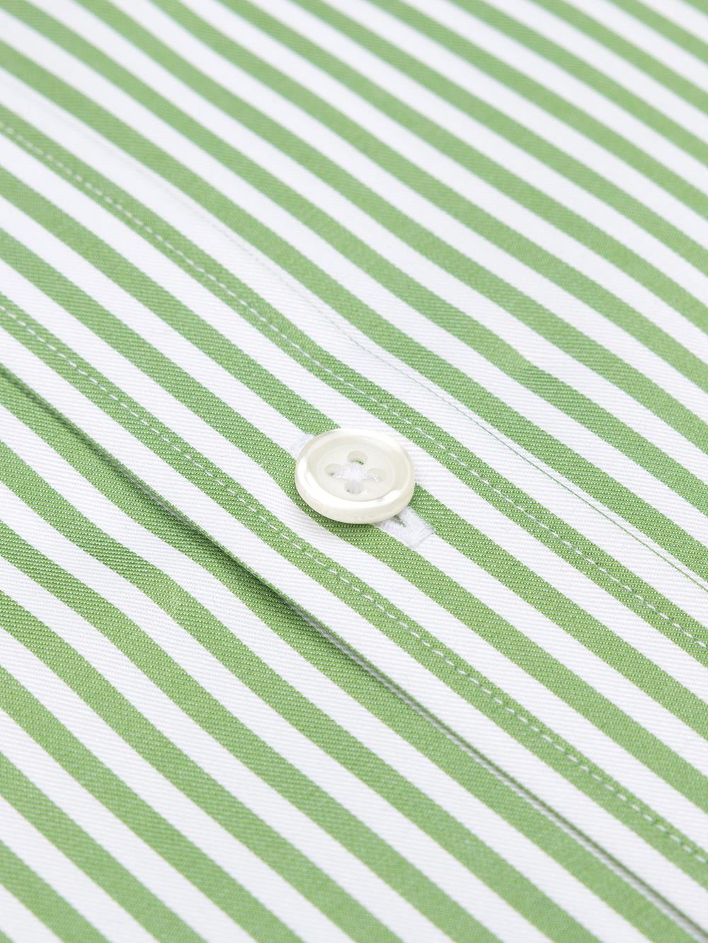 Buton down collar Barry stripe shortsleeves shirt - Green