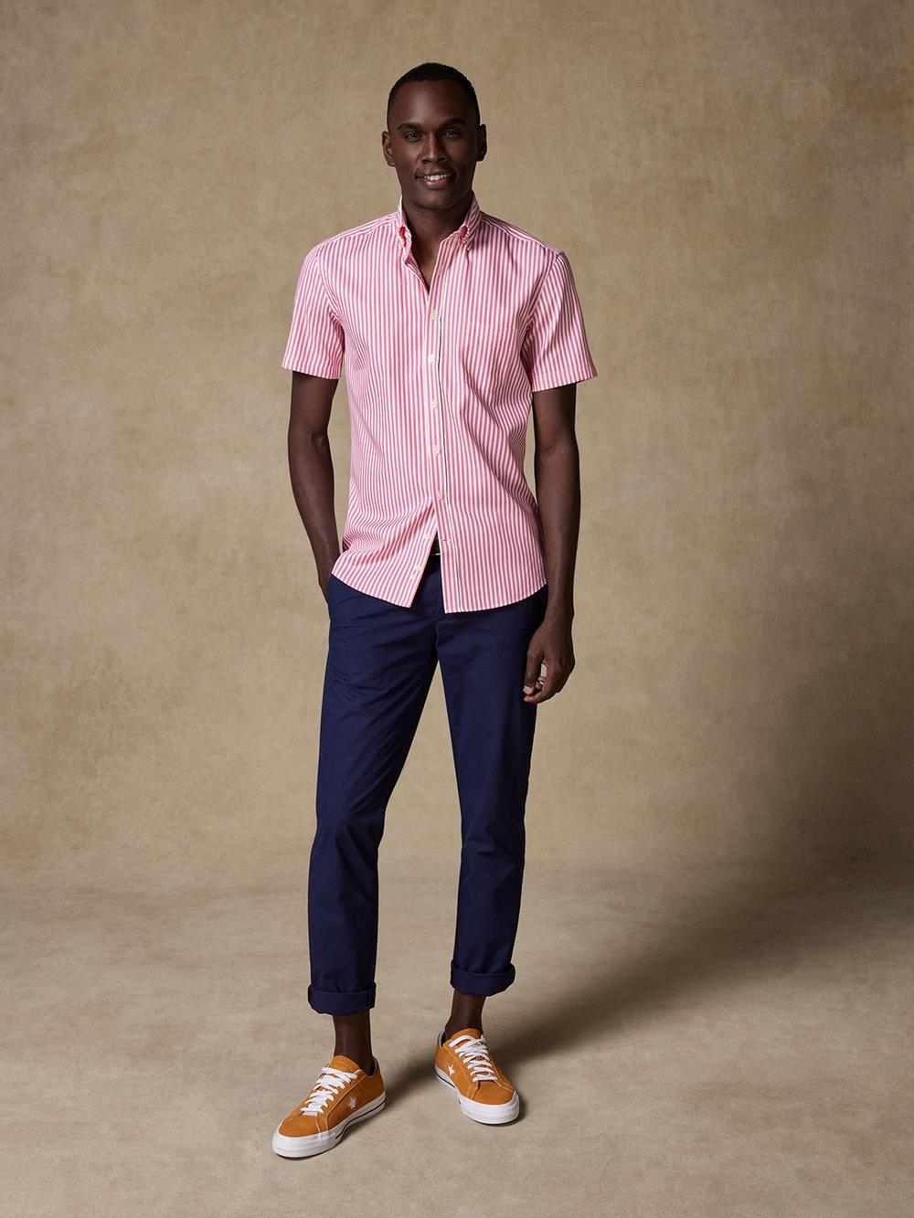 Benjy pink stripe short sleeves shirt  - Buttoned collar