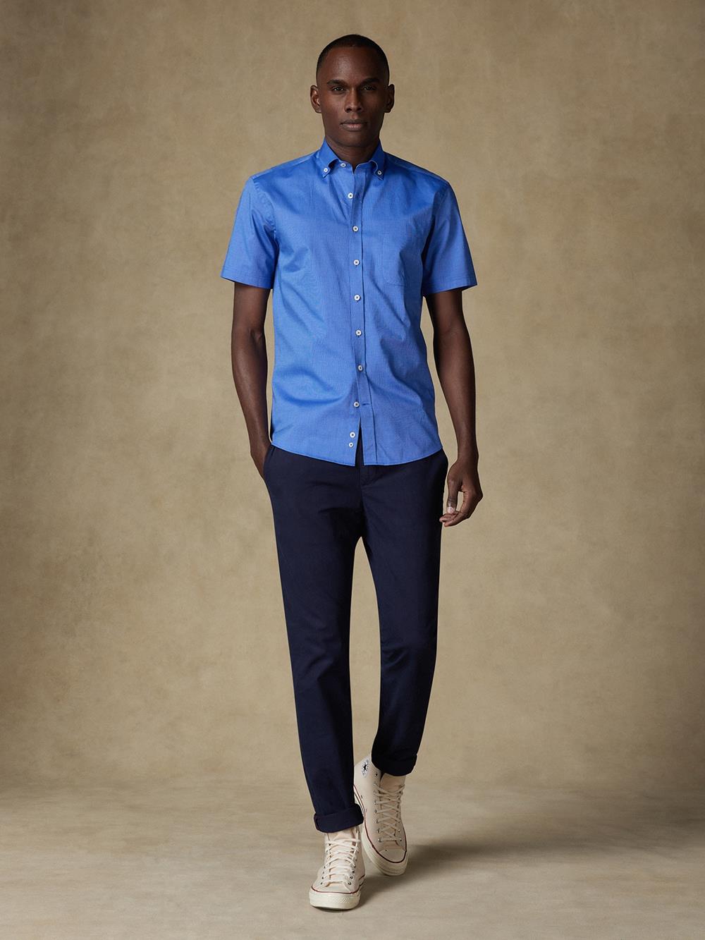 Bob overhemd in blauw micro-oxford - Button-down kraag