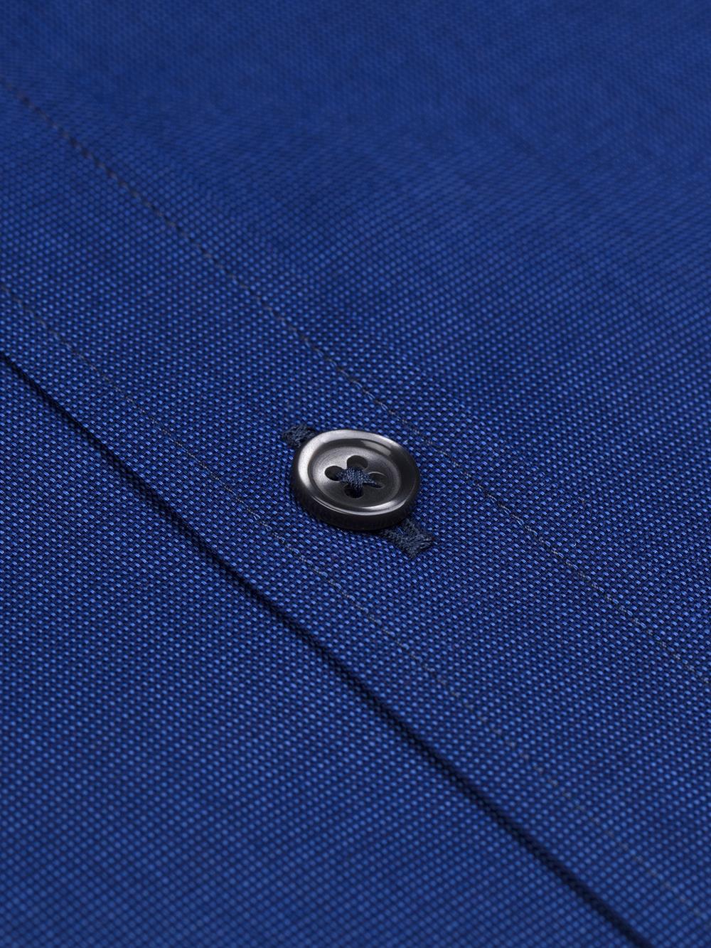 Bob overhemd met korte mouwen in blauw micro-oxford - Button-down kraag