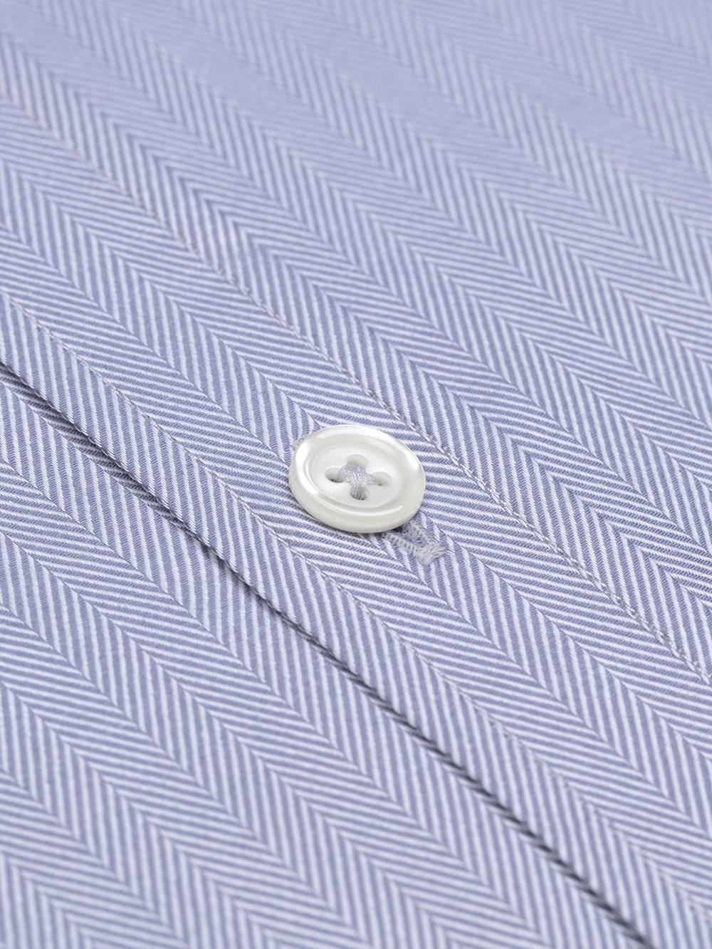 Grijs visgraat overhemd met korte mouwen - Button-down kraag